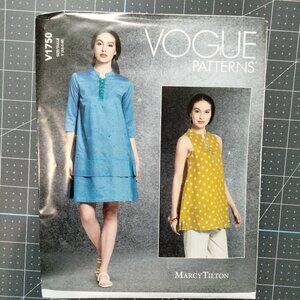 V1750 Marcy Tilton Vogue Pattern, XS-M Misses' Tunic and Dress, Uncut, FF, OOP